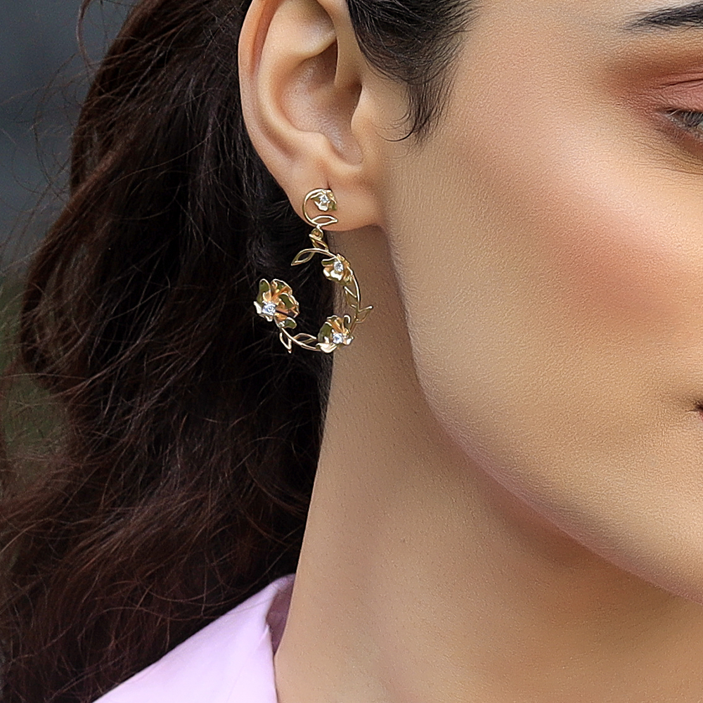 Floral Symphony Drops - 18kt Gold Vermeil Lab Grown Diamond Earrings
