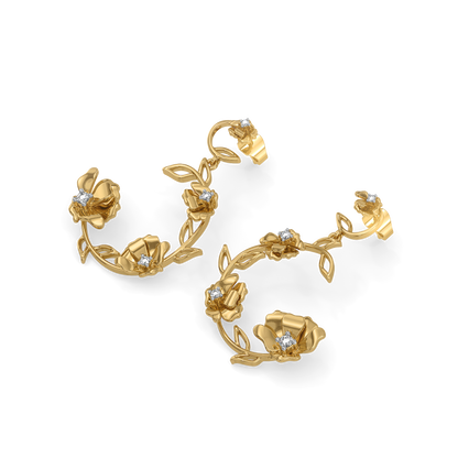 Floral Symphony Drops - 18kt Gold Vermeil Lab Grown Diamond Earrings