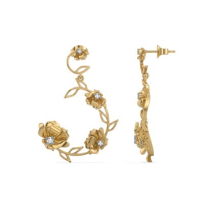 Floral Symphony Drops - 18kt Gold Vermeil Lab Grown Diamond Earrings