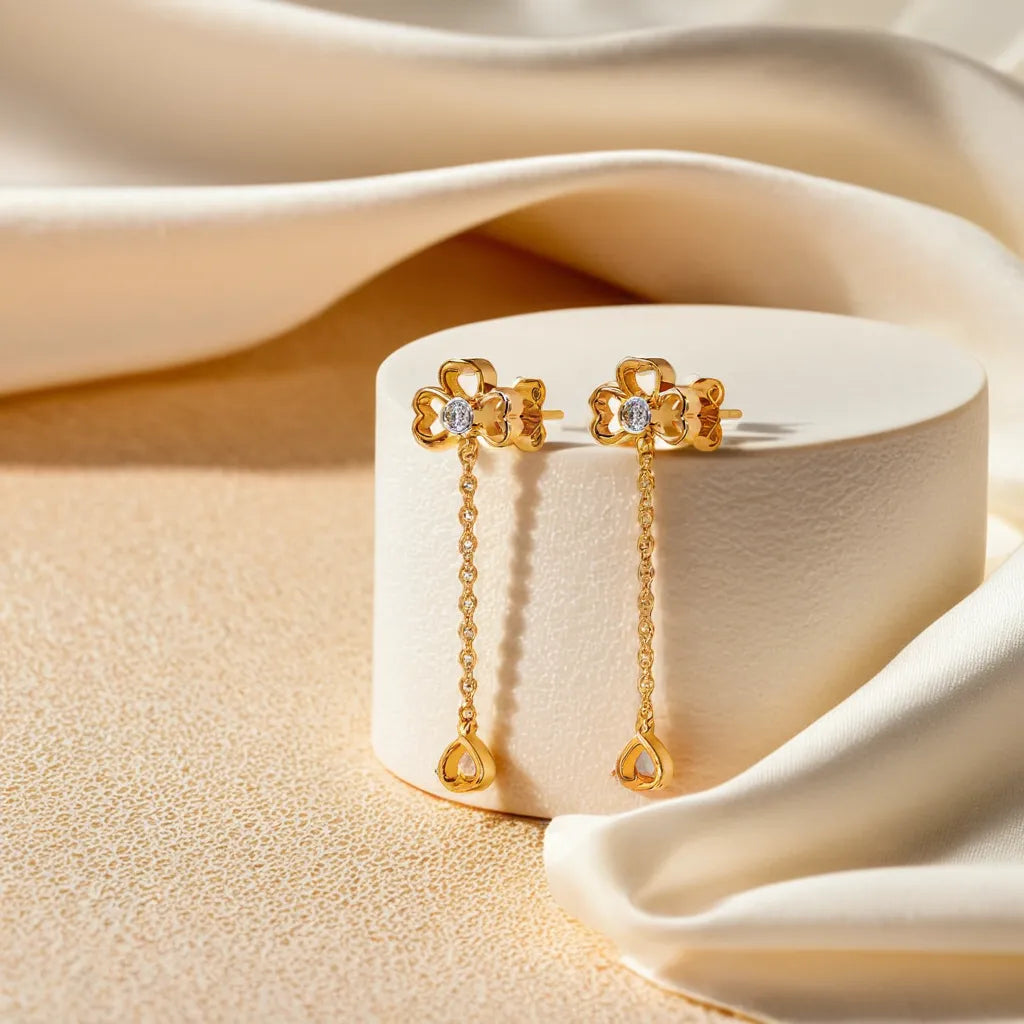 Four Leaf Cascade - 18kt Gold Vermeil Lab Grown Diamond Earrings