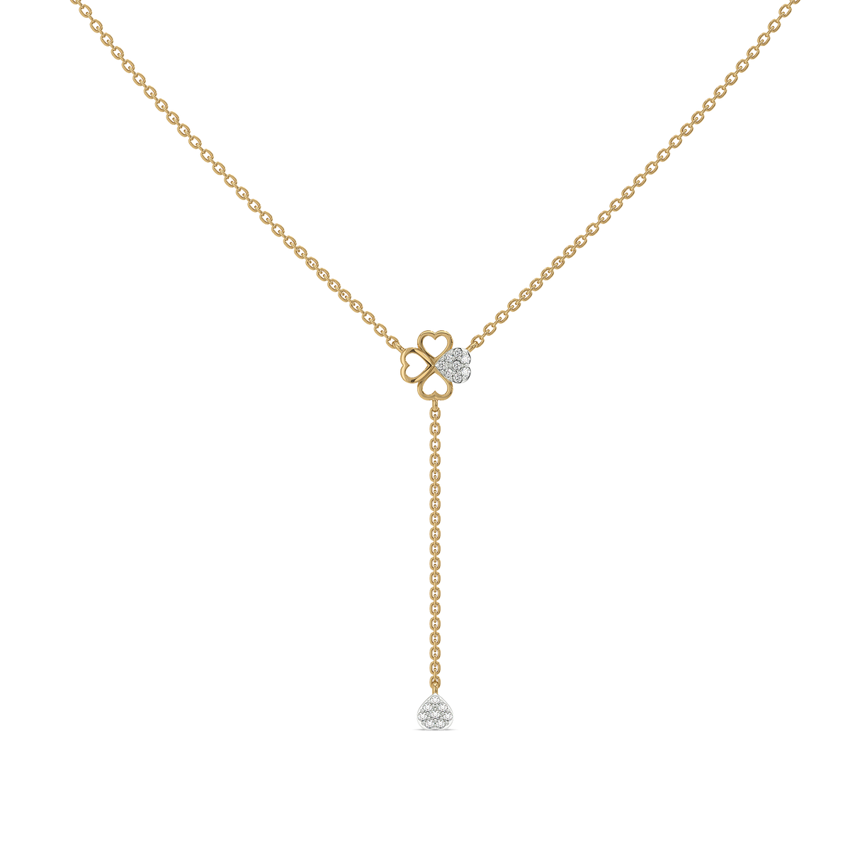 Four Leaf Cascade Lariat - 18kt Gold Vermeil Lab Grown Diamond Necklace