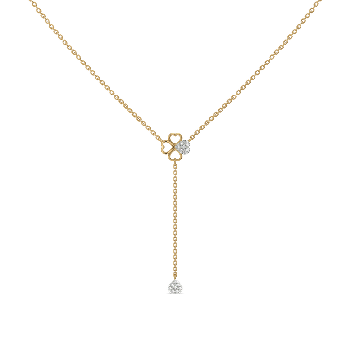 Four Leaf Cascade Lariat - 18kt Gold Vermeil Lab Grown Diamond Necklace