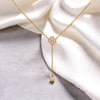 Lukson Four Leaf Cascade Lariat 18kt Gold Vermeil Lab Grown Diamond Necklace