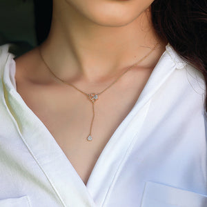 Four Leaf Cascade - Lab Diamond Lariat Necklace