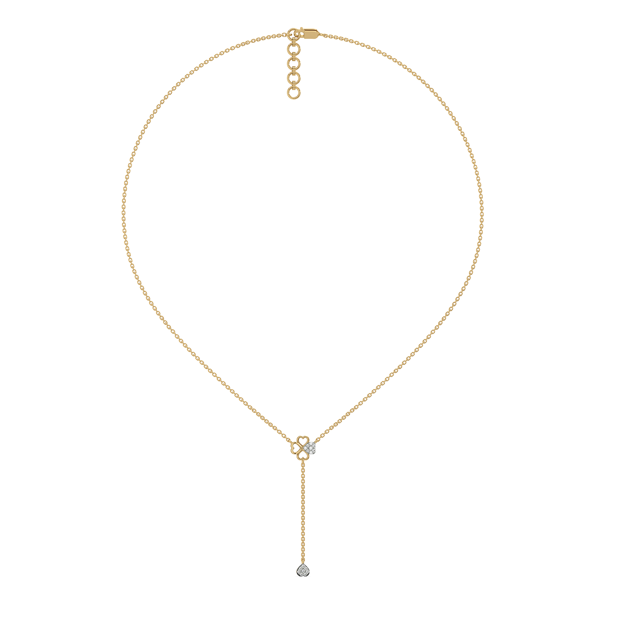 Four Leaf Cascade Lariat - 18kt Gold Vermeil Lab Grown Diamond Necklace