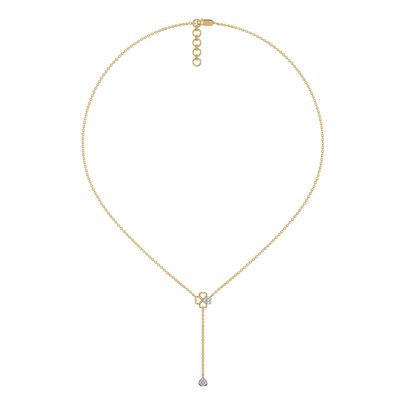 Four Leaf Cascade Lariat Lab Grown Diamond Necklace - Lukson 