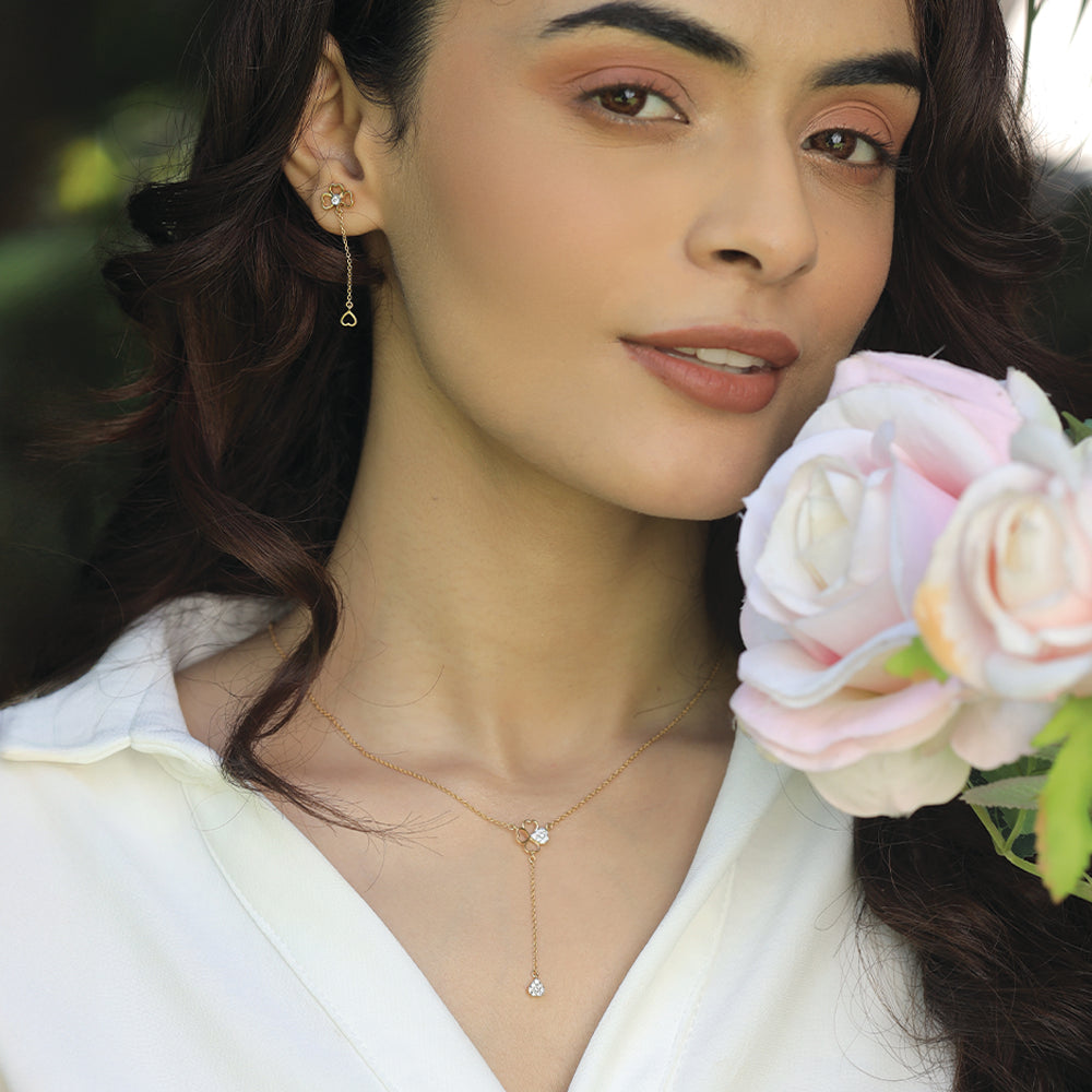 Classic Clover Lariat - 18kt Gold Vermeil Lab Grown Diamond Necklace