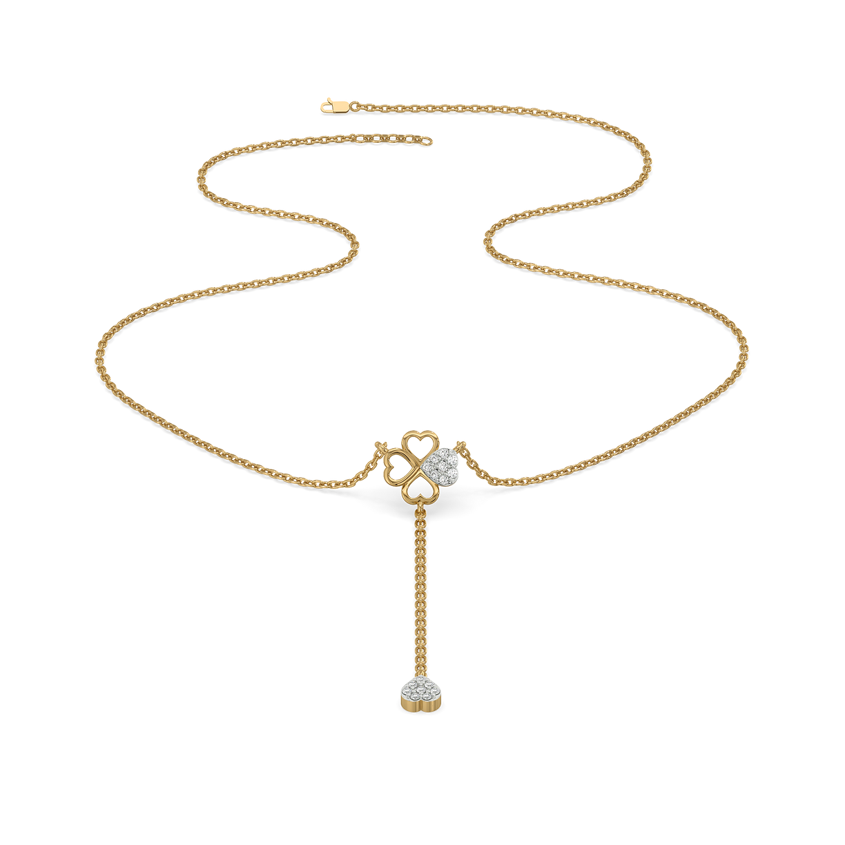 Four Leaf Cascade Lariat - 18kt Gold Vermeil Lab Grown Diamond Necklace