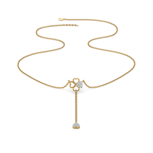 Four Leaf Cascade Lariat 18kt Gold Vermeil Lab Grown Diamond Necklace - Lukson 