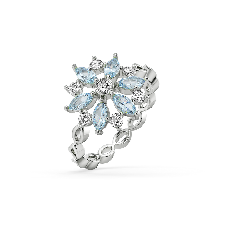 Frosted Flare Fashion Ring-925 Sterling Silver Lab Grown Diamond Ring