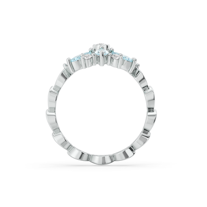 Frosted Flare Fashion Ring-925 Sterling Silver Lab Grown Diamond Ring