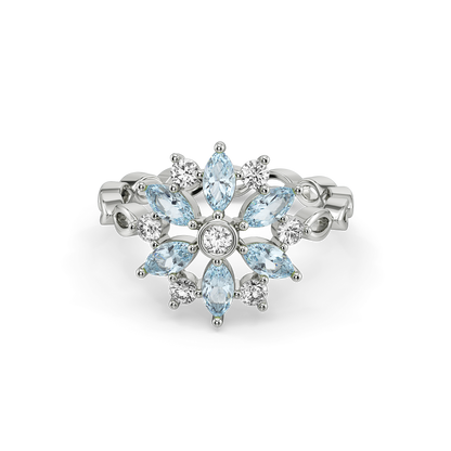 Frosted Flare Fashion Ring-925 Sterling Silver Lab Grown Diamond Ring