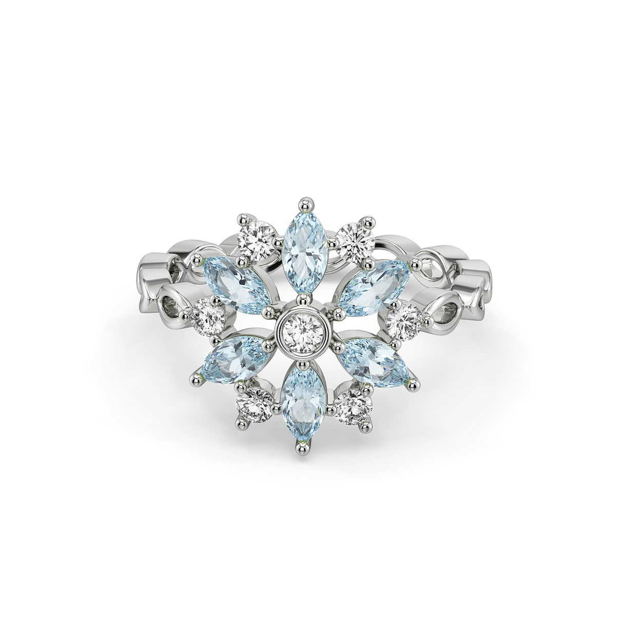 Frosted Flare Fashion Ring-925 Sterling Silver Lab Grown Diamond Ring