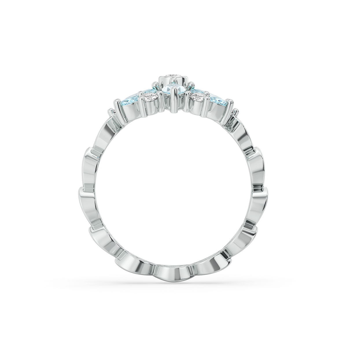 Frosted Flare Fashion Ring-925 Sterling Silver Lab Grown Diamond Ring