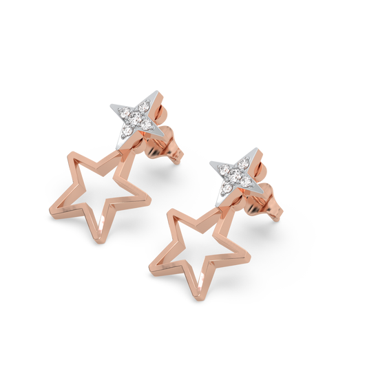 Galaxy Charm Ear Jacket - 18kt Rose Gold Vermeil Lab Grown Diamond Earrings