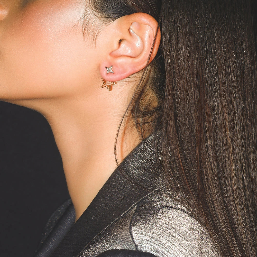 Galaxy Charm Ear Jacket - Lab Diamond Earrings