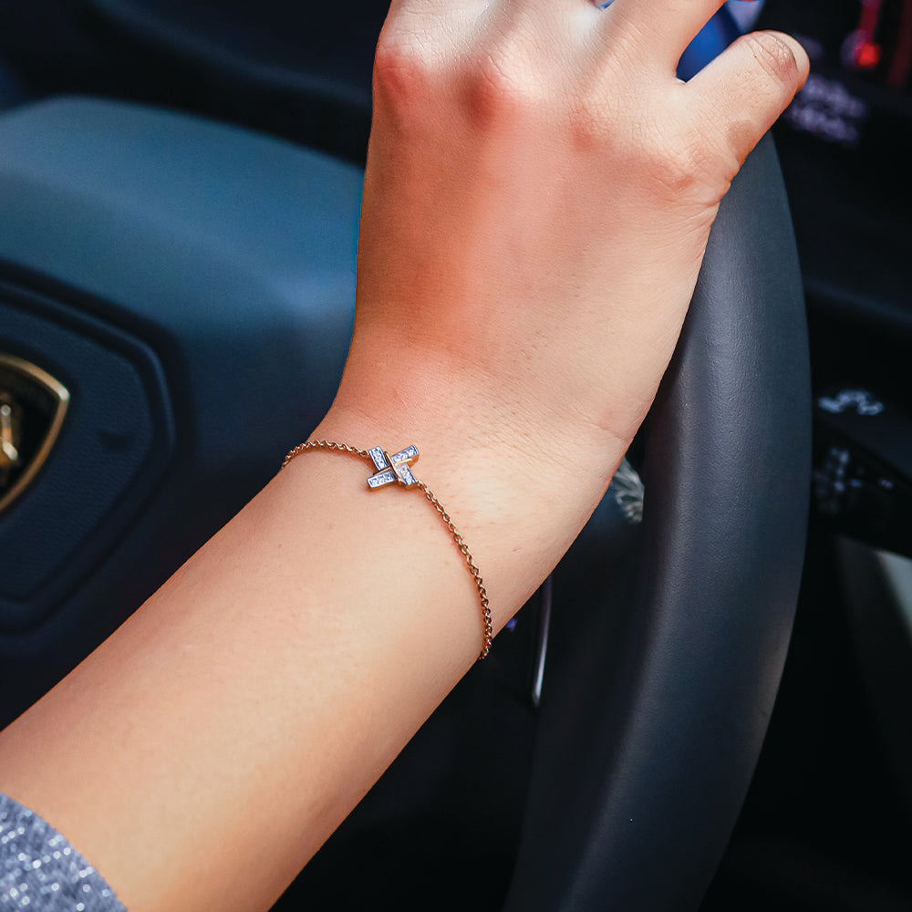 Geometric Glow - 18kt Gold Vermeil Lab Grown Diamond Bracelet