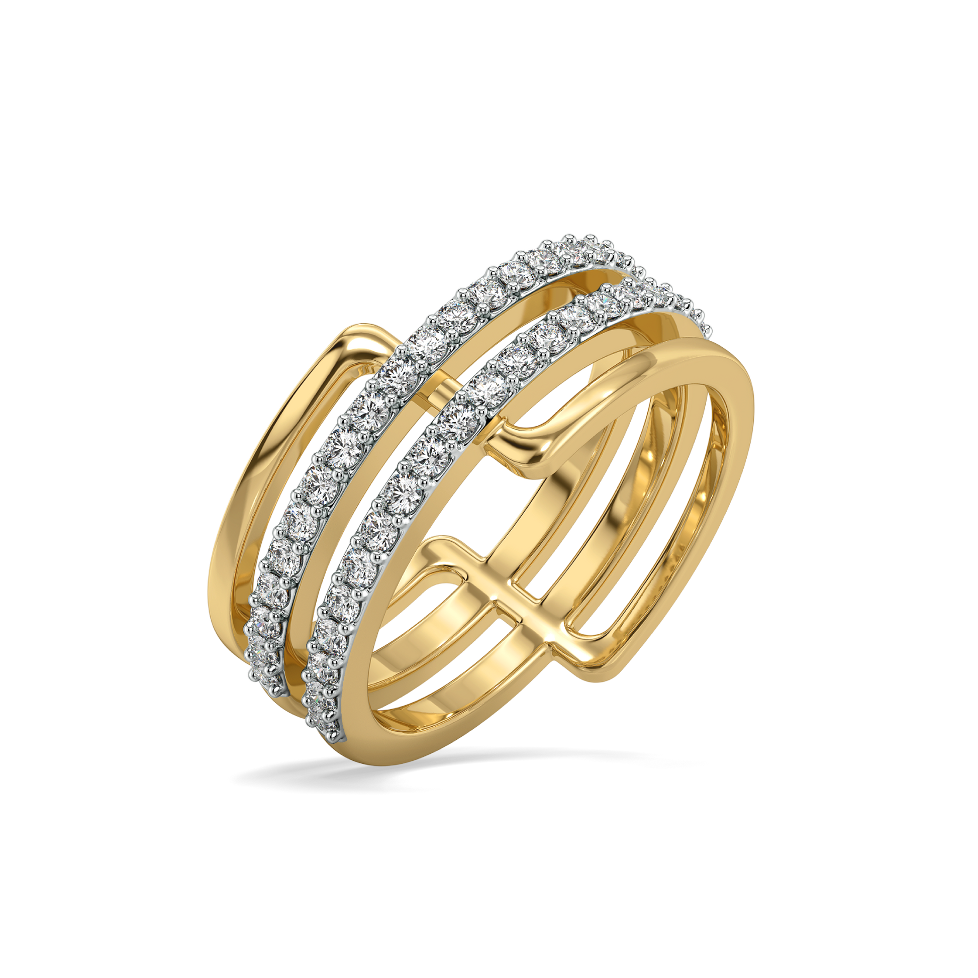 Geometric Statement Cocktail Ring-18kt Gold Vermeil Lab Grown Diamond Ring