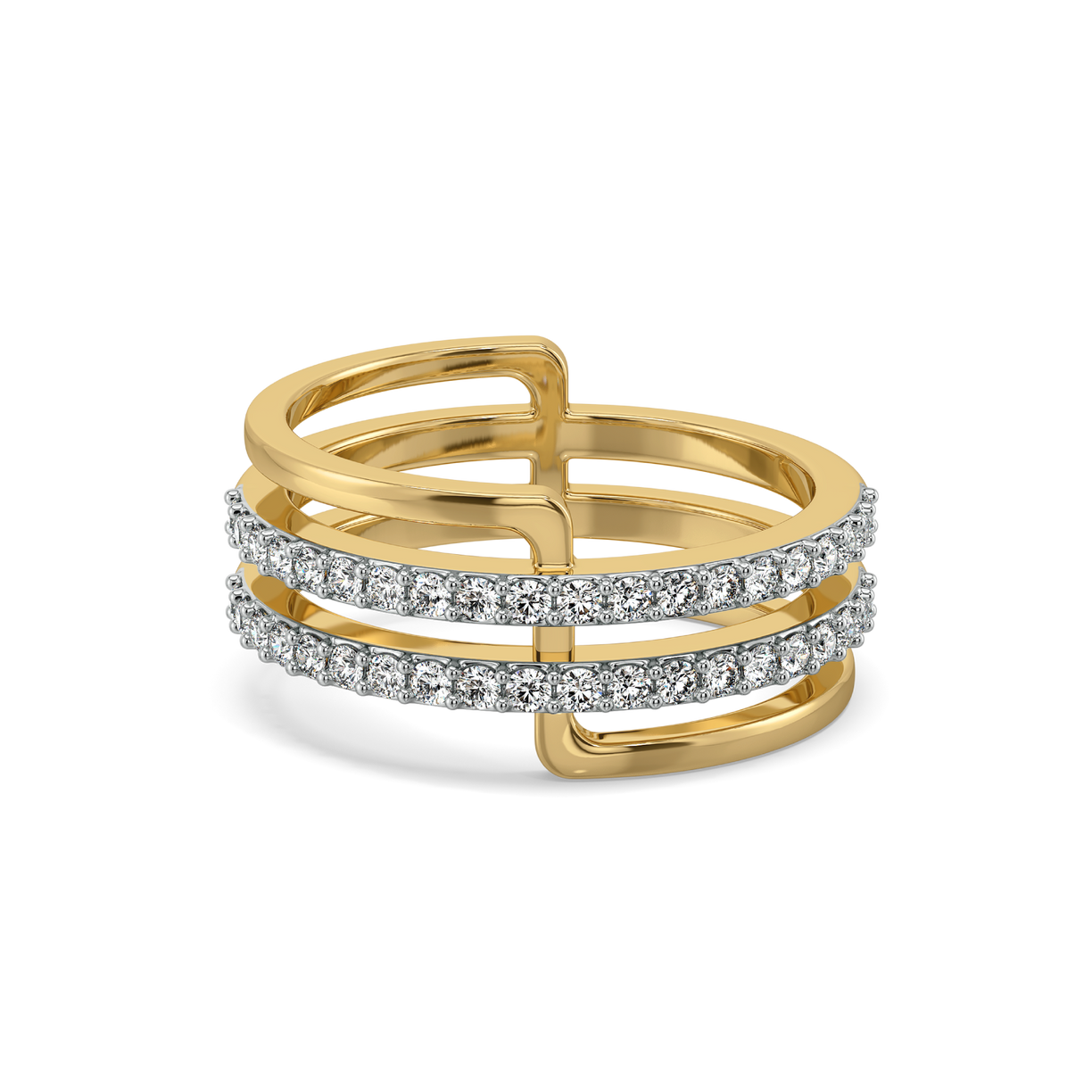 Geometric Statement Cocktail Ring-18kt Gold Vermeil Lab Grown Diamond Ring