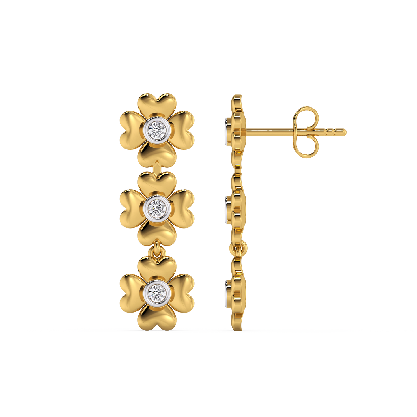 Golden Glow Petal Drops - 18kt Gold Vermeil Lab Grown Diamond Earrings