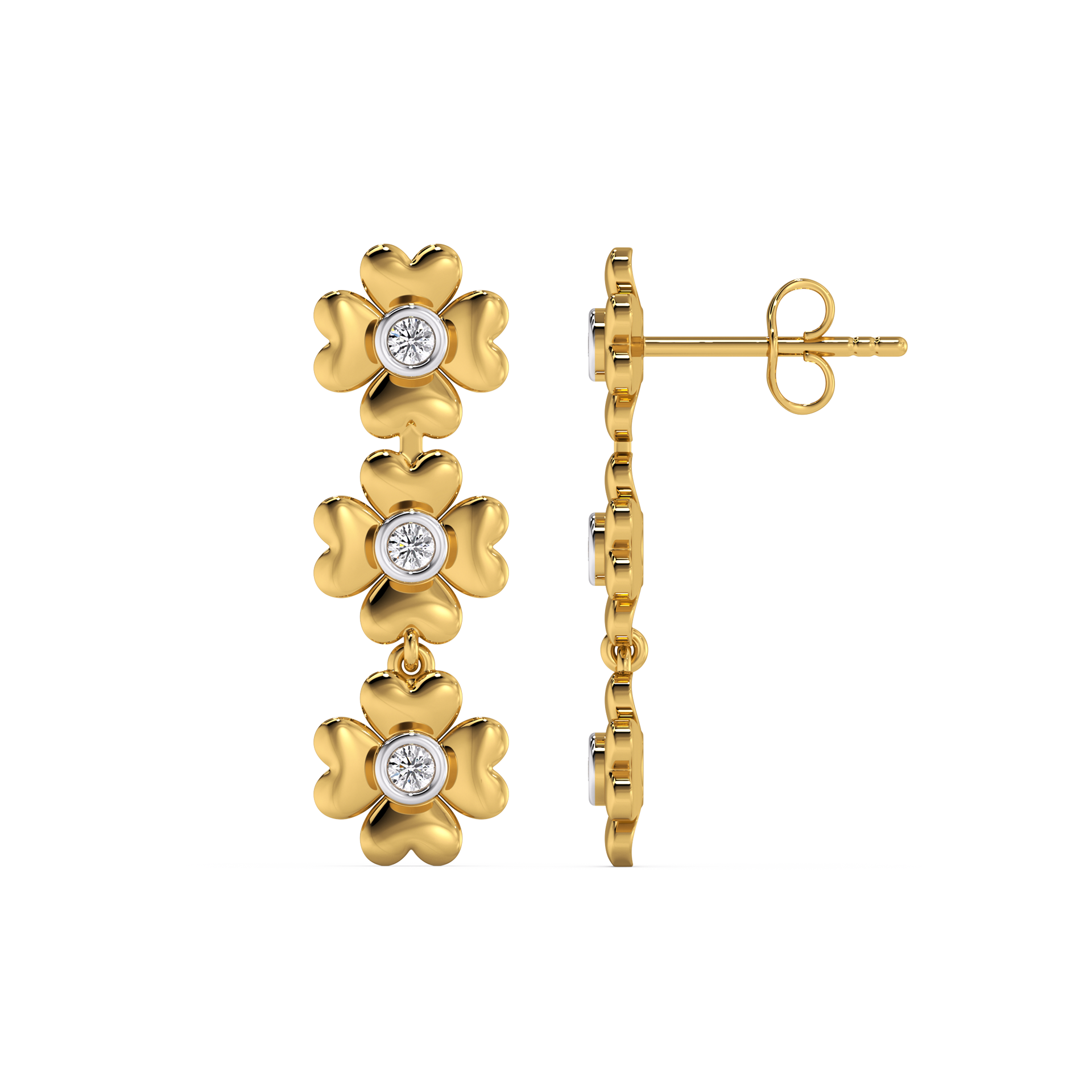 Golden Glow Petal Drops - 18kt Gold Vermeil Lab Grown Diamond Earrings