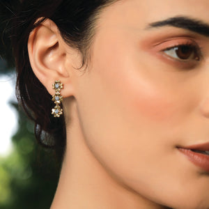 Golden Glow Petal - Lab Diamond Drop Earrings