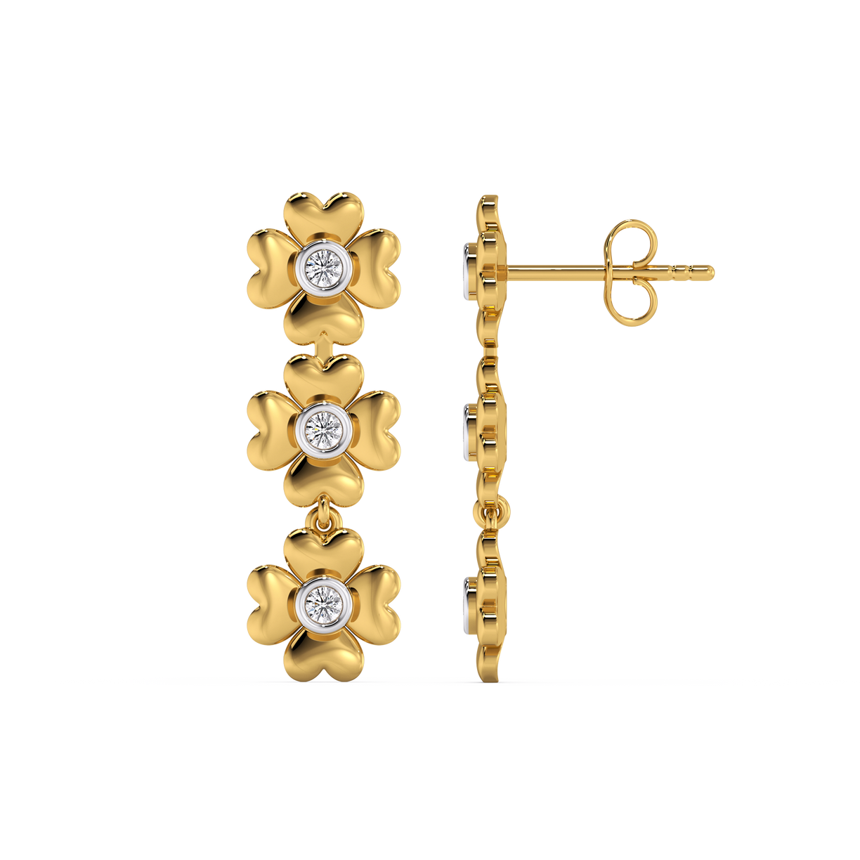 Lukson 18k Golden Glow Petal Lab Grown Diamond Earrings for women 