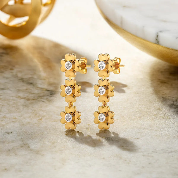 Lukson Golden Glow Petal Lab Grown Diamond Earrings for women 