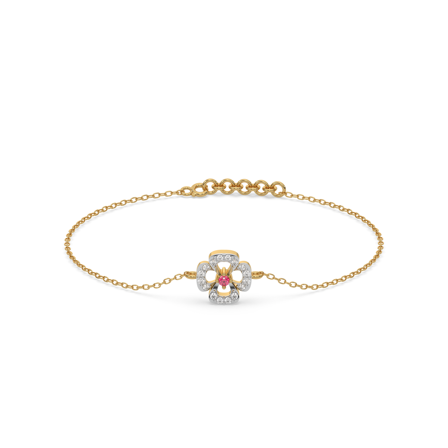 Grace Blossom - 18kt Gold Vermeil Lab Grown Diamond & Ruby Bracelet