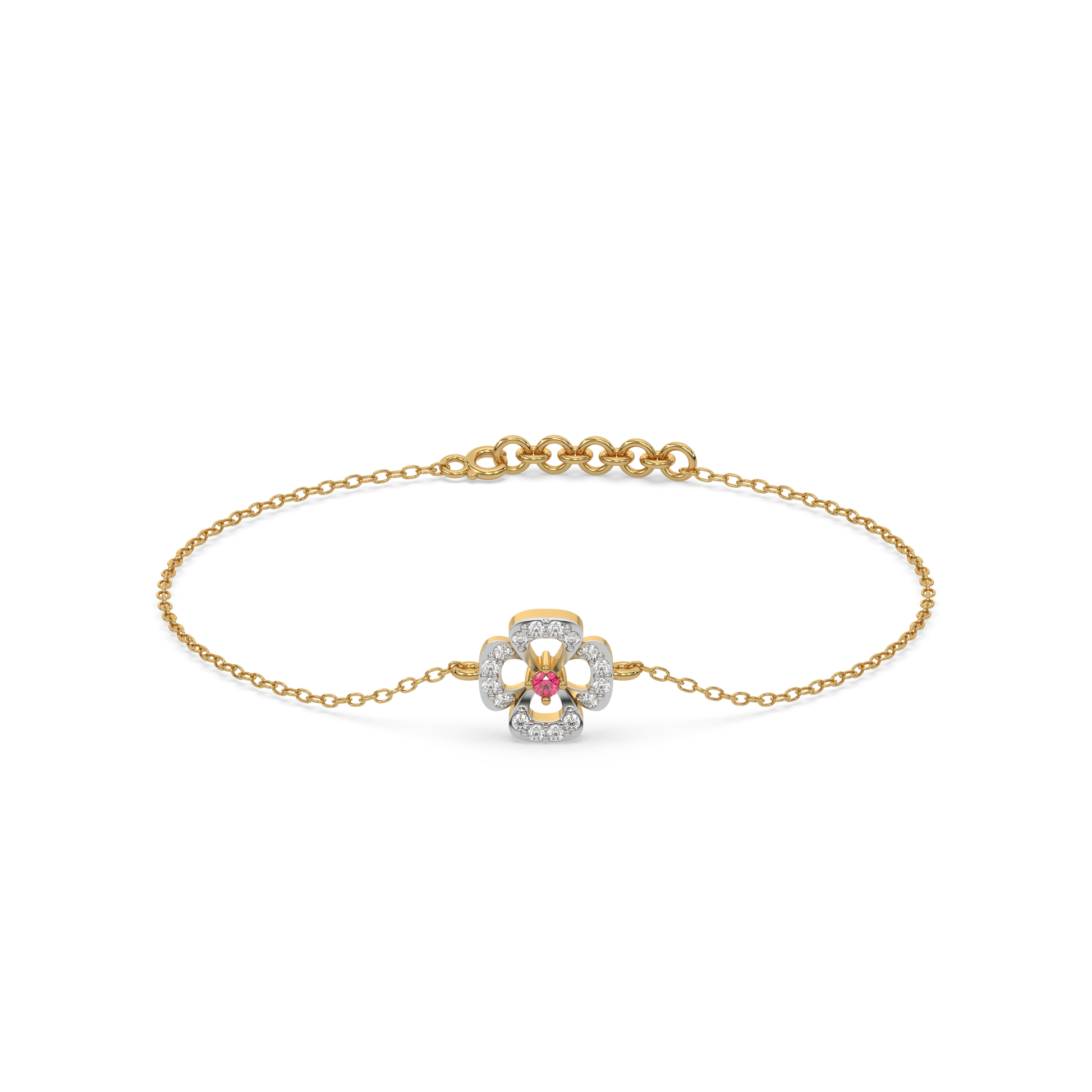 Grace Blossom - 18kt Gold Vermeil Lab Grown Diamond & Ruby Bracelet