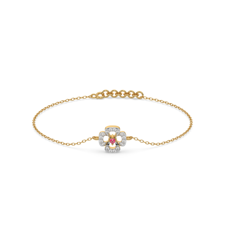 Grace Blossom - 18kt Gold Vermeil Lab Grown Diamond & Ruby Bracelet