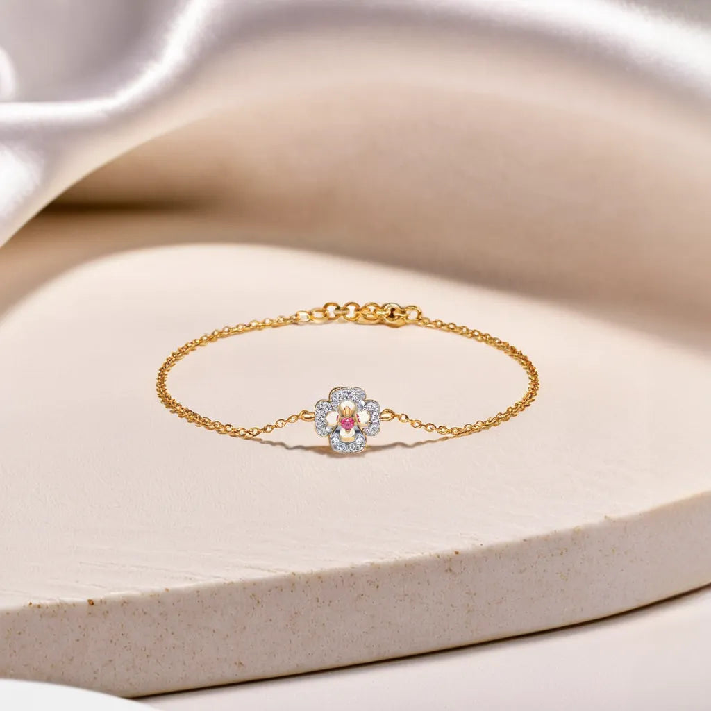 Grace Blossom - 18kt Gold Vermeil Lab Grown Diamond & Ruby Bracelet 2