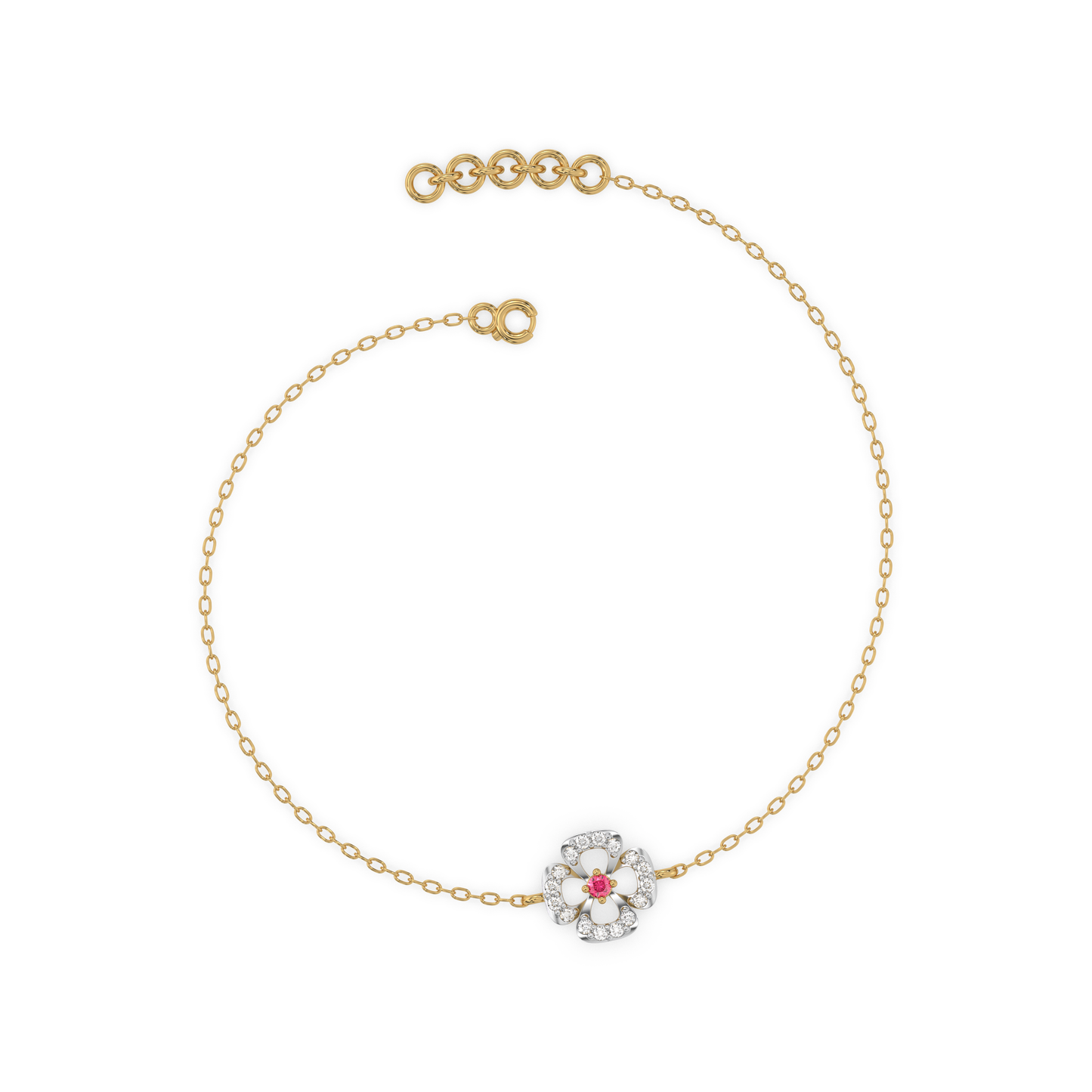 Grace Blossom - 18kt Gold Vermeil Lab Grown Diamond & Ruby Bracelet 3