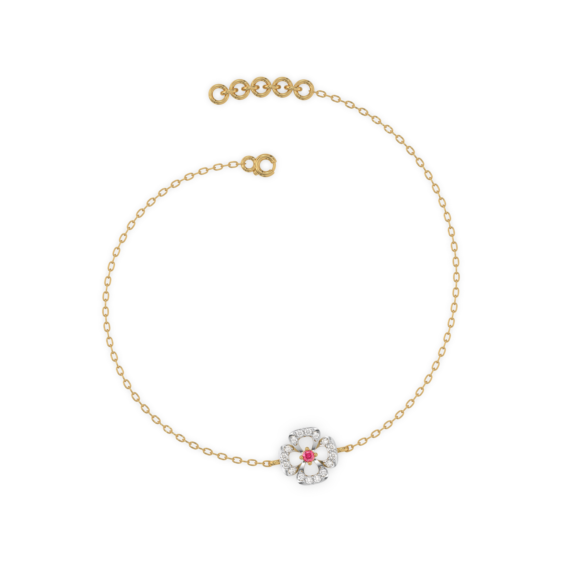 Grace Blossom - 18kt Gold Vermeil Lab Grown Diamond & Ruby Bracelet 3