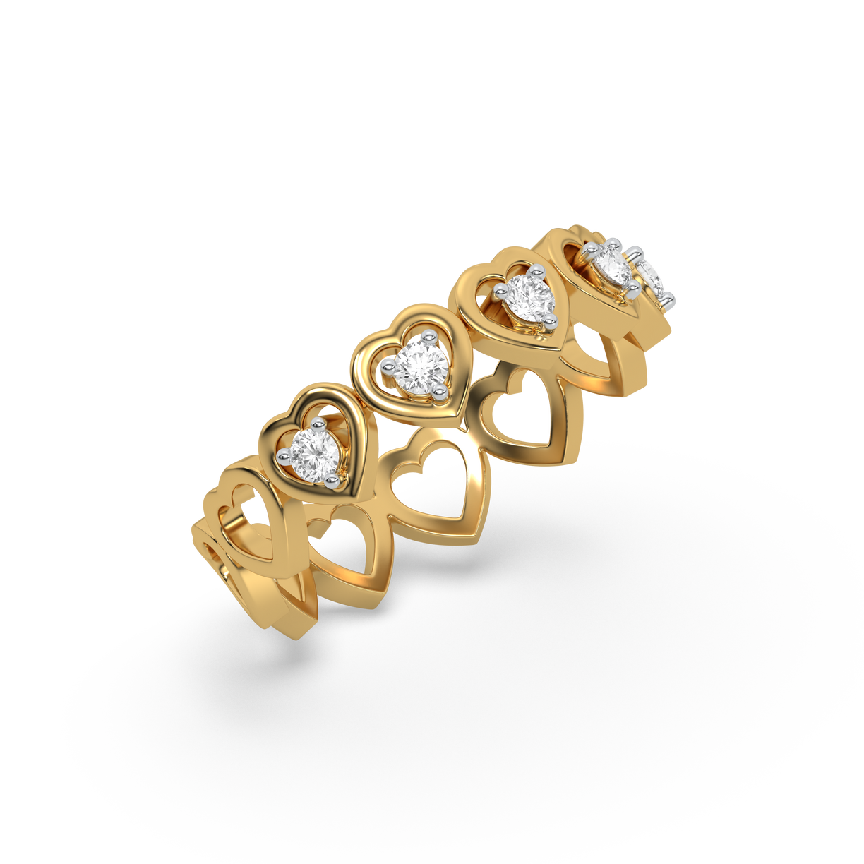Heart Band Ring-18kt Gold Vermeil Lab Grown Diamond Ring