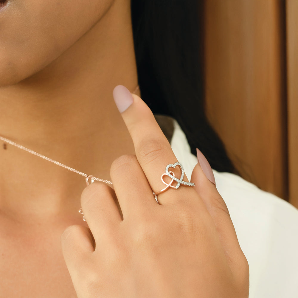 Heart Entwined  Fashion Ring-18kt Rose Gold Vermeil Lab Grown Diamond Ring