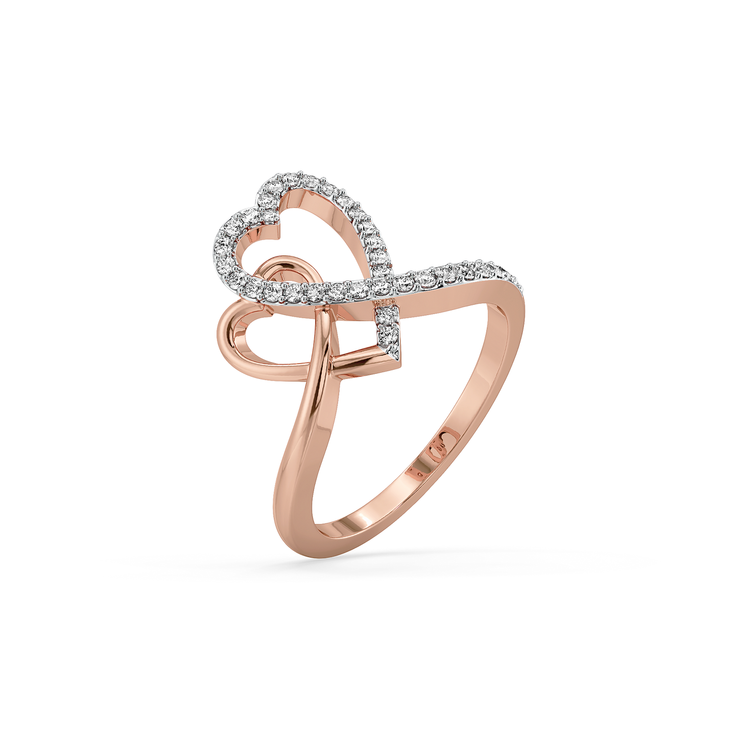 Heart Entwined  Fashion Ring-18kt Rose Gold Vermeil Lab Grown Diamond Ring