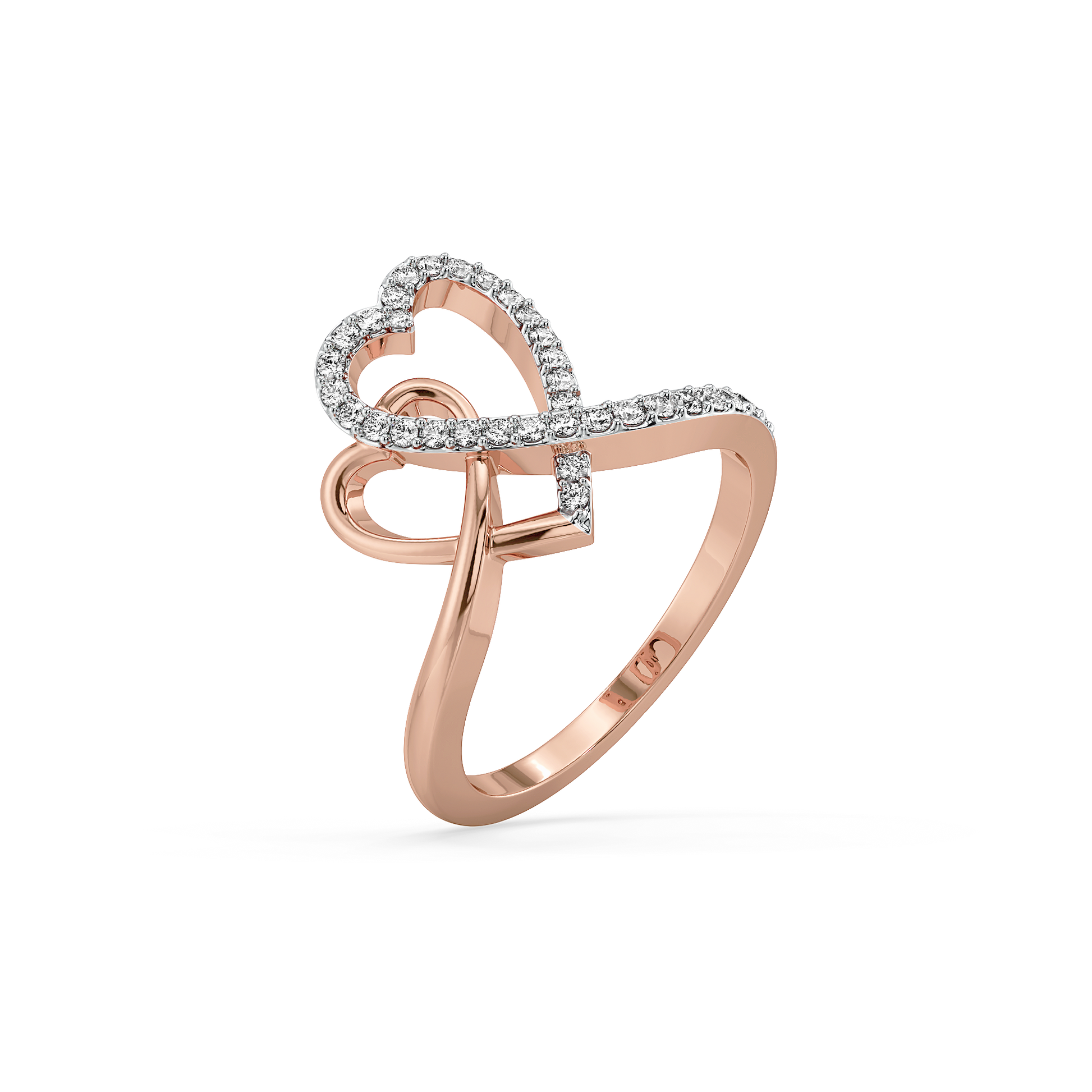 Heart Entwined  Fashion Ring-18kt Rose Gold Vermeil Lab Grown Diamond Ring