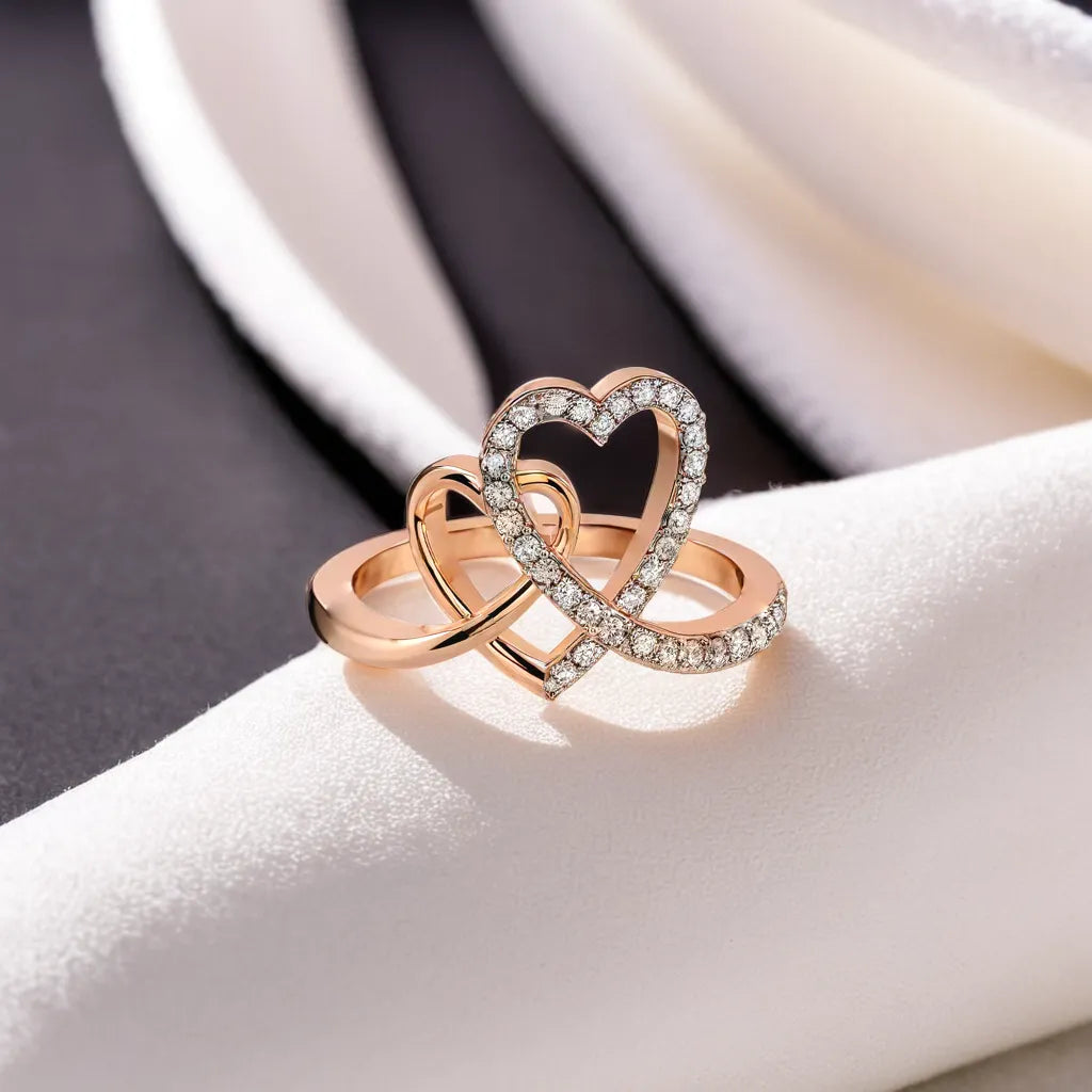 Heart Entwined  Fashion Ring-18kt Rose Gold Vermeil Lab Grown Diamond Ring