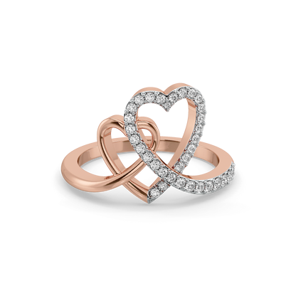 Heart Entwined  Fashion Ring-18kt Rose Gold Vermeil Lab Grown Diamond Ring