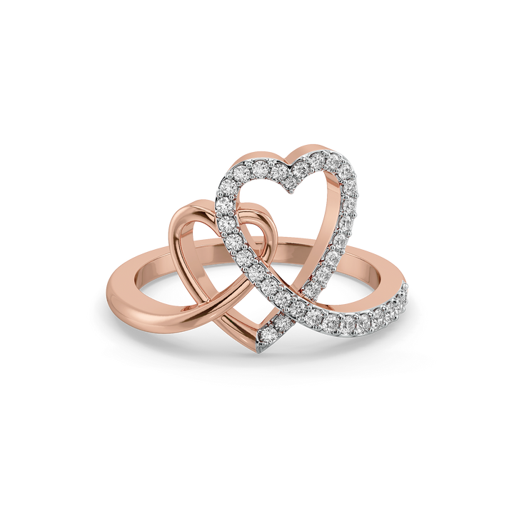 Heart Entwined  Fashion Ring-18kt Rose Gold Vermeil Lab Grown Diamond Ring