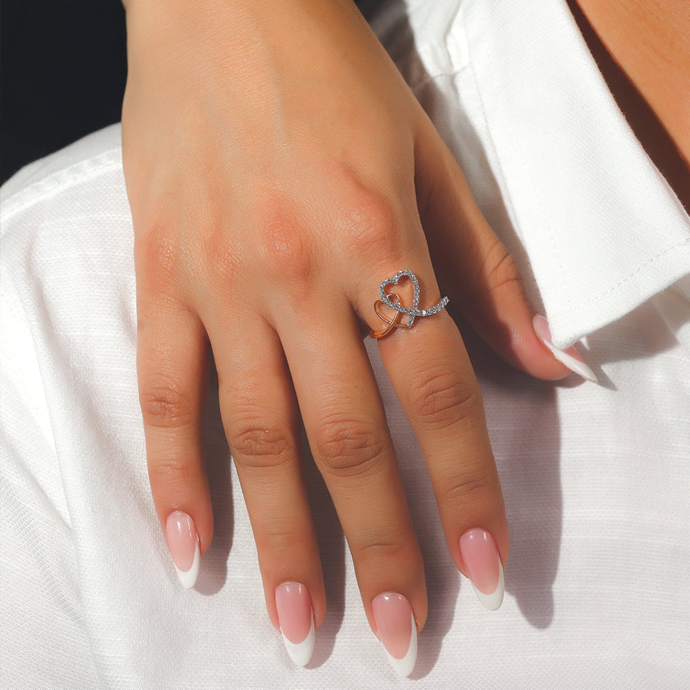 Heart Entwined  Fashion Ring-18kt Rose Gold Vermeil Lab Grown Diamond Ring