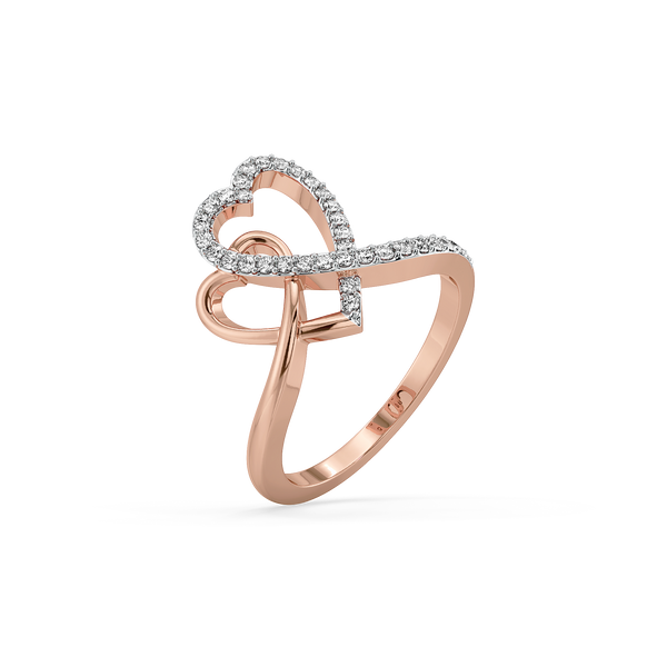 Lukson Heart Entwined 925 sterling silver plated with 18kt Rose Gold Lab Grown Diamond Ring