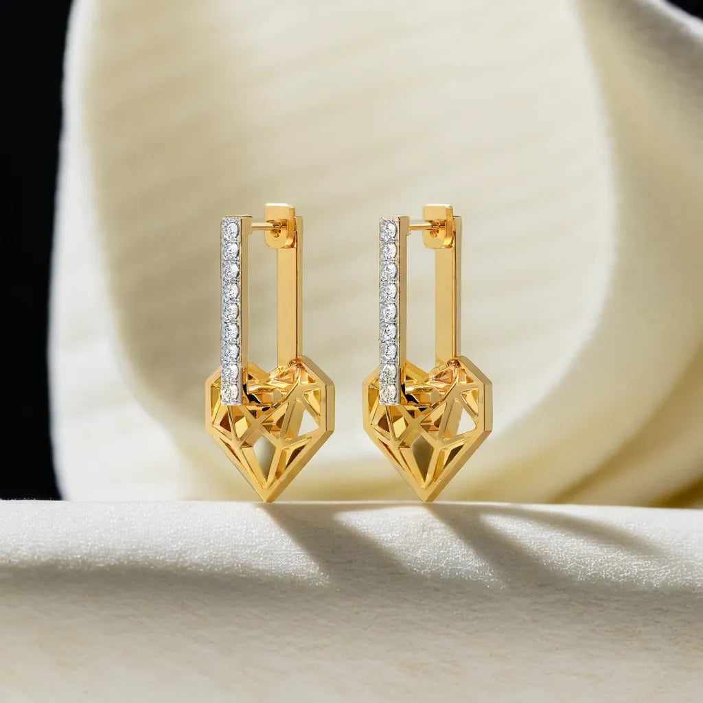 Lab grown diamond huggies style earrings - Lukson 