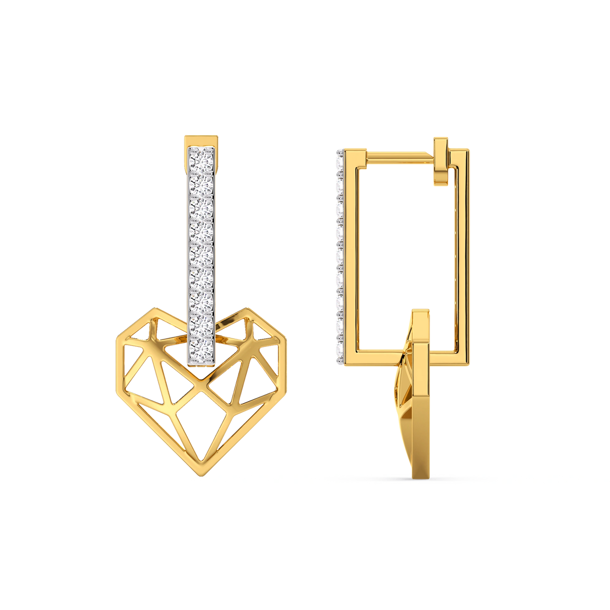 Lab grown diamond gold huggies earrings- Lukson 