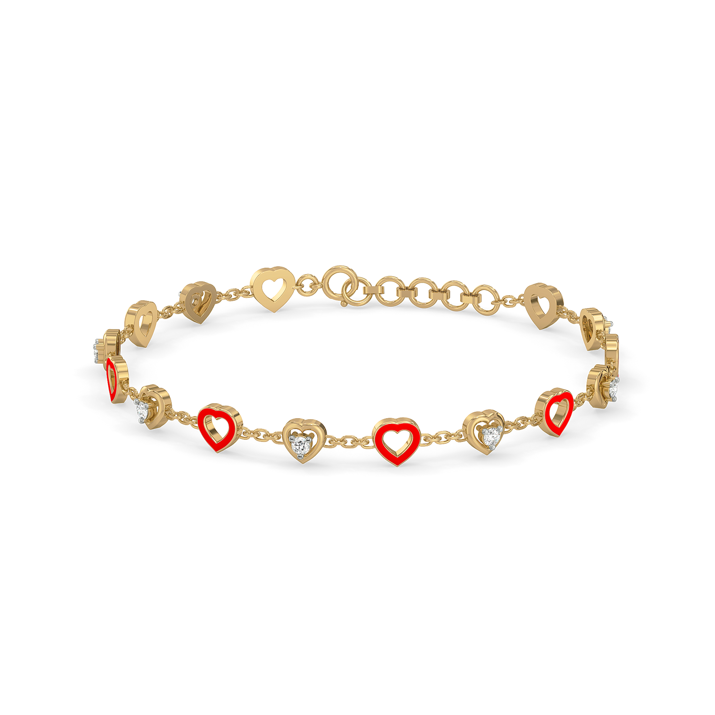 Heart Station Bracelet - 18kt Gold Vermeil Lab Grown Diamond