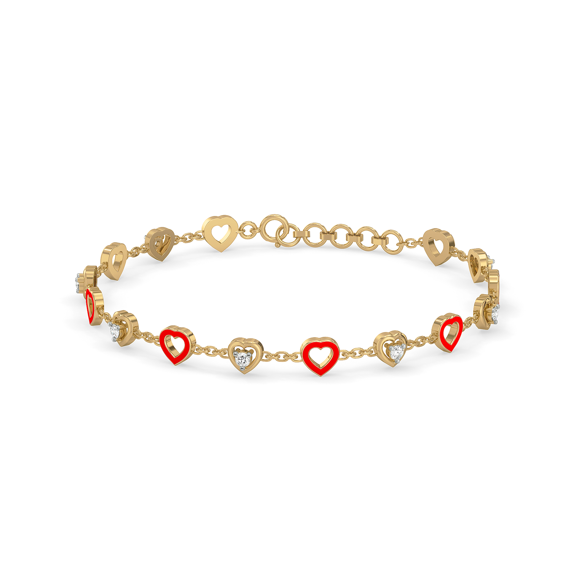 Heart Station Bracelet - 18kt Gold Vermeil Lab Grown Diamond