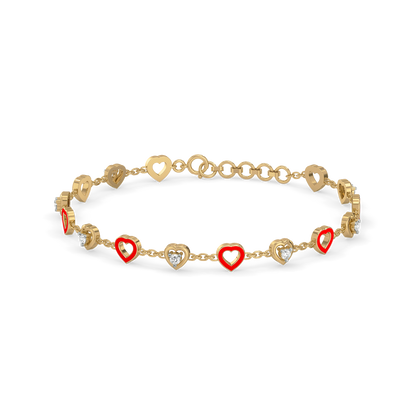 Heart Station Bracelet - 18kt Gold Vermeil Lab Grown Diamond