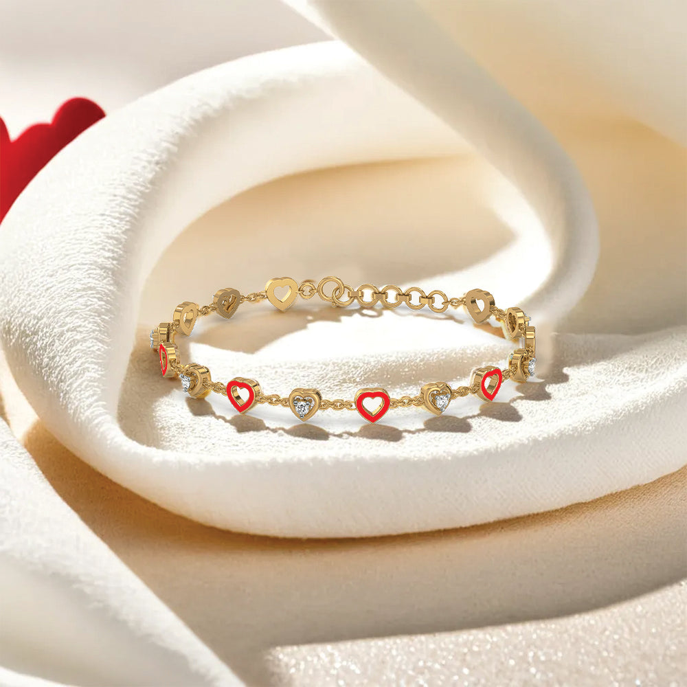 Heart Station Bracelet - 18kt Gold Vermeil Lab Grown Diamond 2