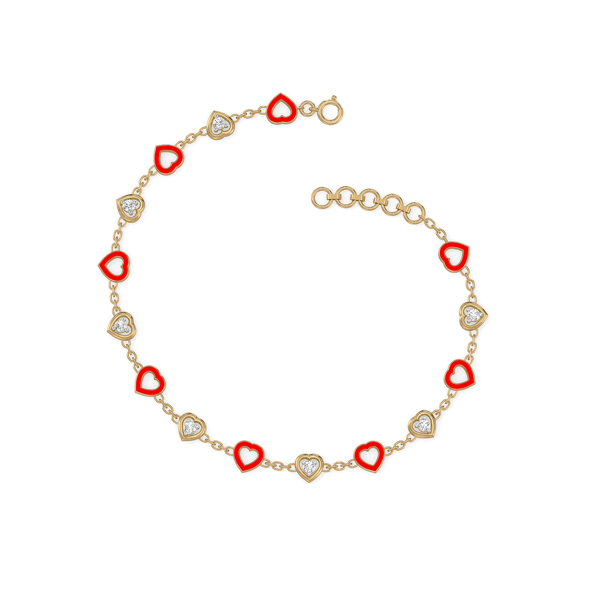 Heart Station Bracelet - 18kt Gold Vermeil Lab Grown Diamond 2